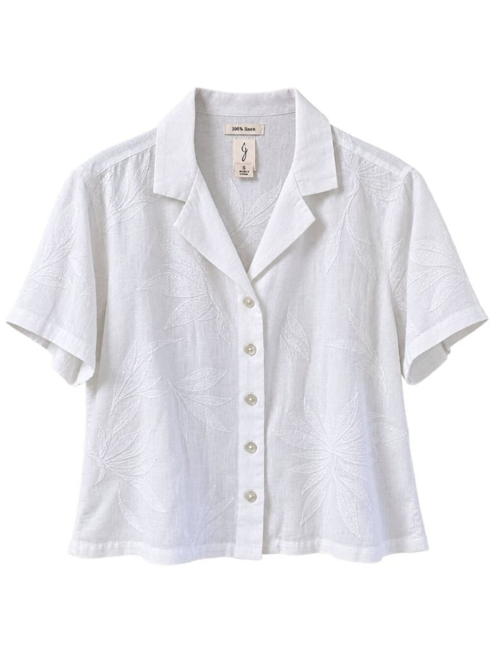 Joie Women's 100% Linen Embroidered Floral White Crop Top, NWOT, XL